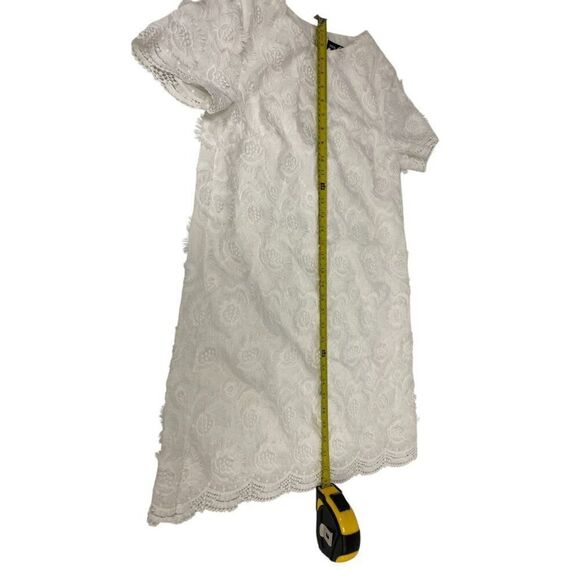 Zara Womens Dress S Small Mini White Fringed Trim Short Sleeve 8266/531 NWT - Picture 10 of 12